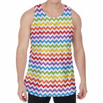 Rainbow Chevron Pattern Print Men's Velvet Tank Top