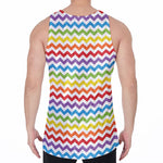 Rainbow Chevron Pattern Print Men's Velvet Tank Top