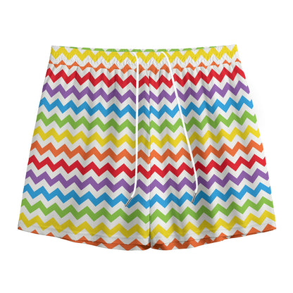 Rainbow Chevron Pattern Print Mesh Shorts