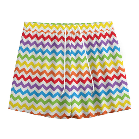 Rainbow Chevron Pattern Print Mesh Shorts