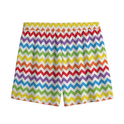 Rainbow Chevron Pattern Print Mesh Shorts