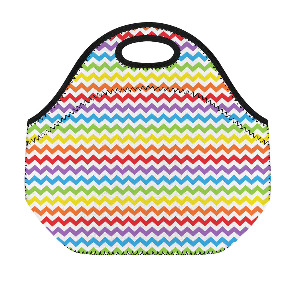 Rainbow Chevron Pattern Print Neoprene Lunch Bag