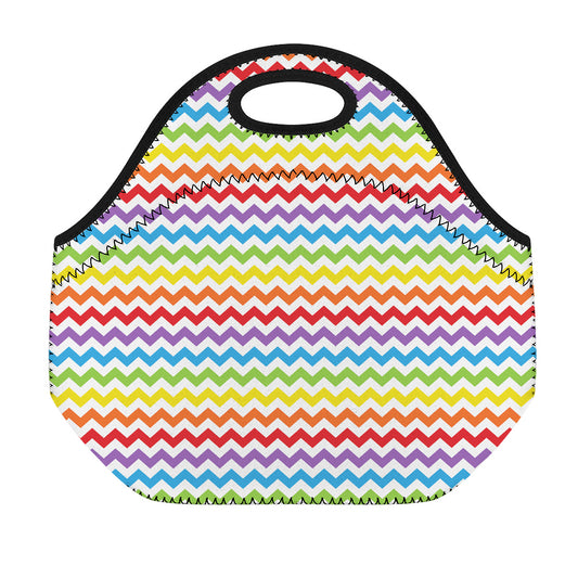 Rainbow Chevron Pattern Print Neoprene Lunch Bag