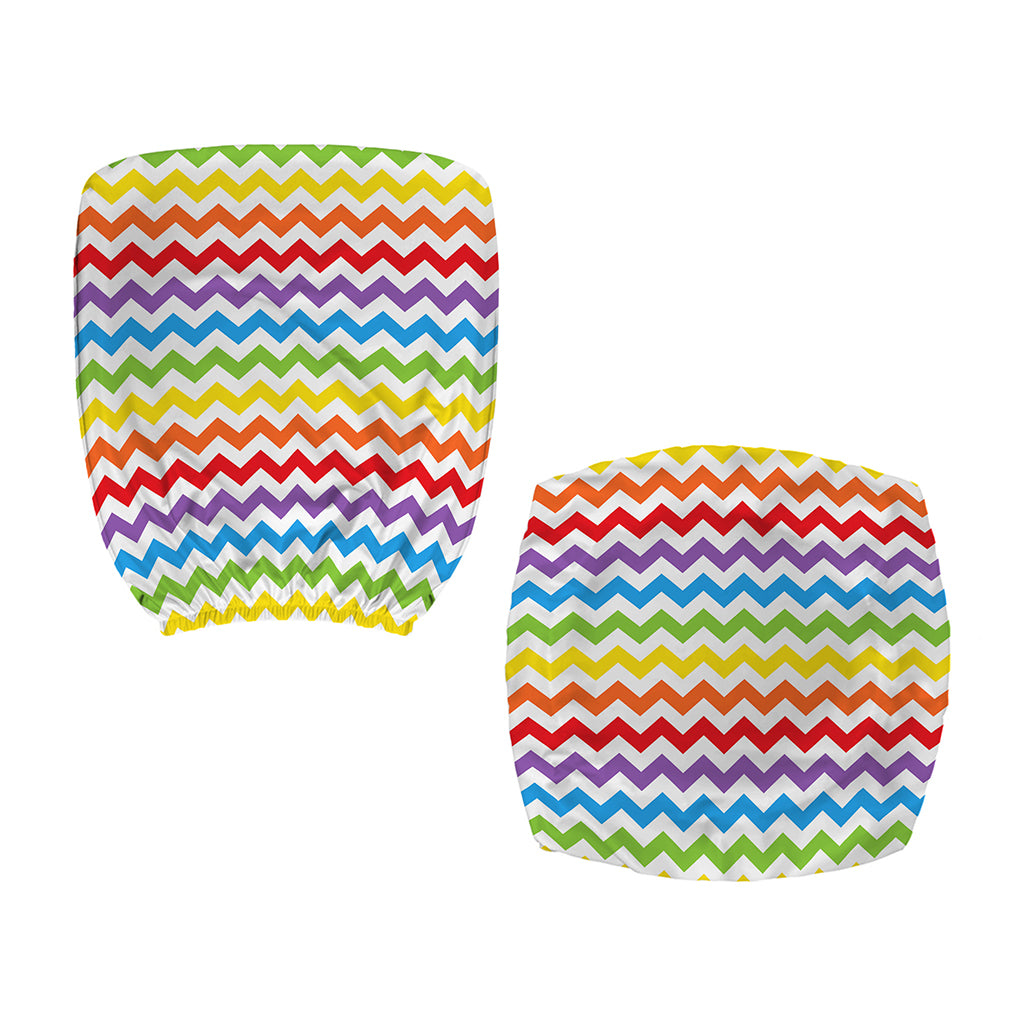 Rainbow Chevron Pattern Print Office Chair Cover