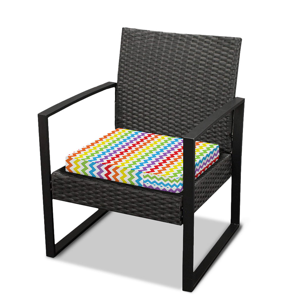 Rainbow Chevron Pattern Print Outdoor Seat Cushion Cover
