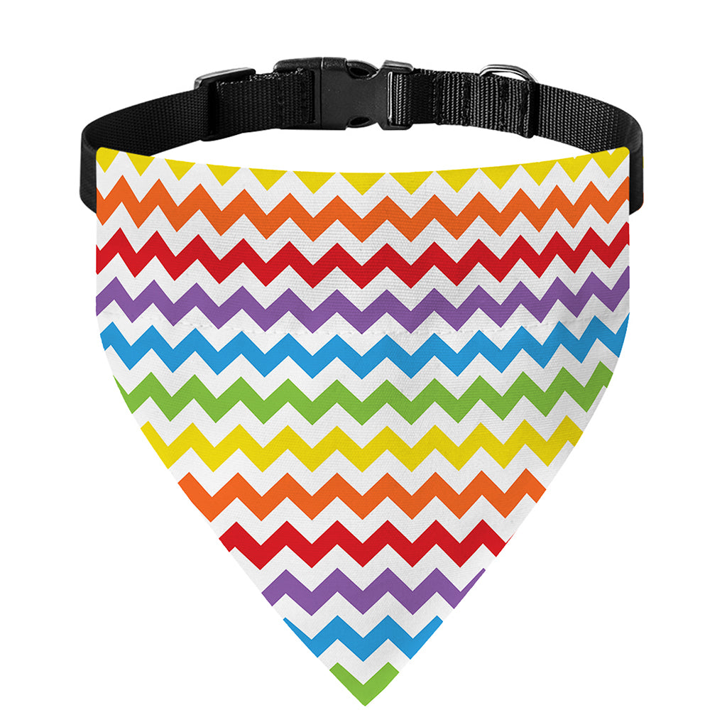 Rainbow Chevron Pattern Print Over The Collar Dog Bandana
