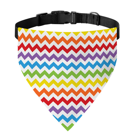 Rainbow Chevron Pattern Print Over The Collar Dog Bandana
