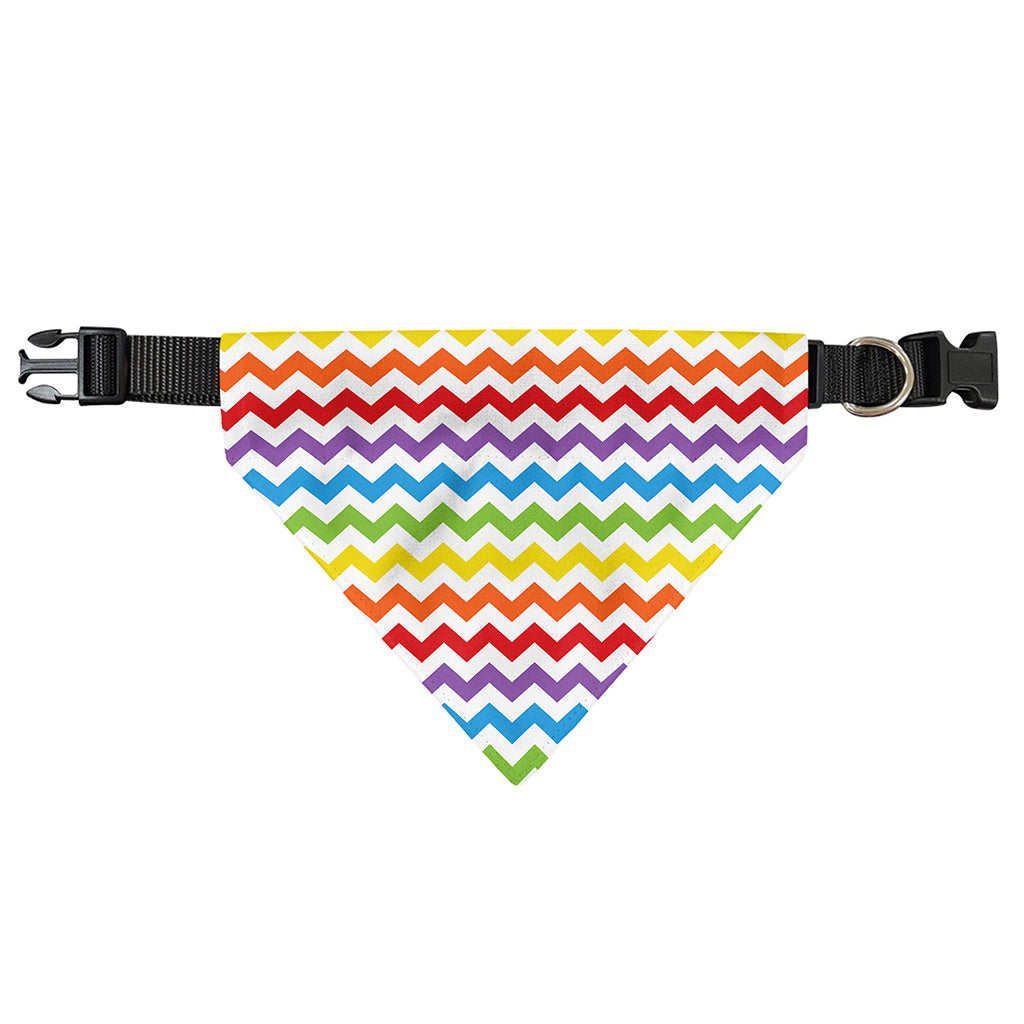Rainbow Chevron Pattern Print Over The Collar Dog Bandana