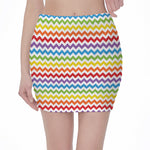 Rainbow Chevron Pattern Print Pencil Mini Skirt