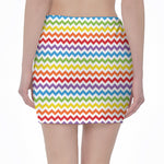Rainbow Chevron Pattern Print Pencil Mini Skirt