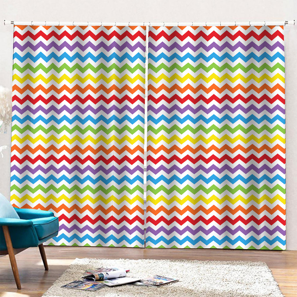 Rainbow Chevron Pattern Print Pencil Pleat Curtains