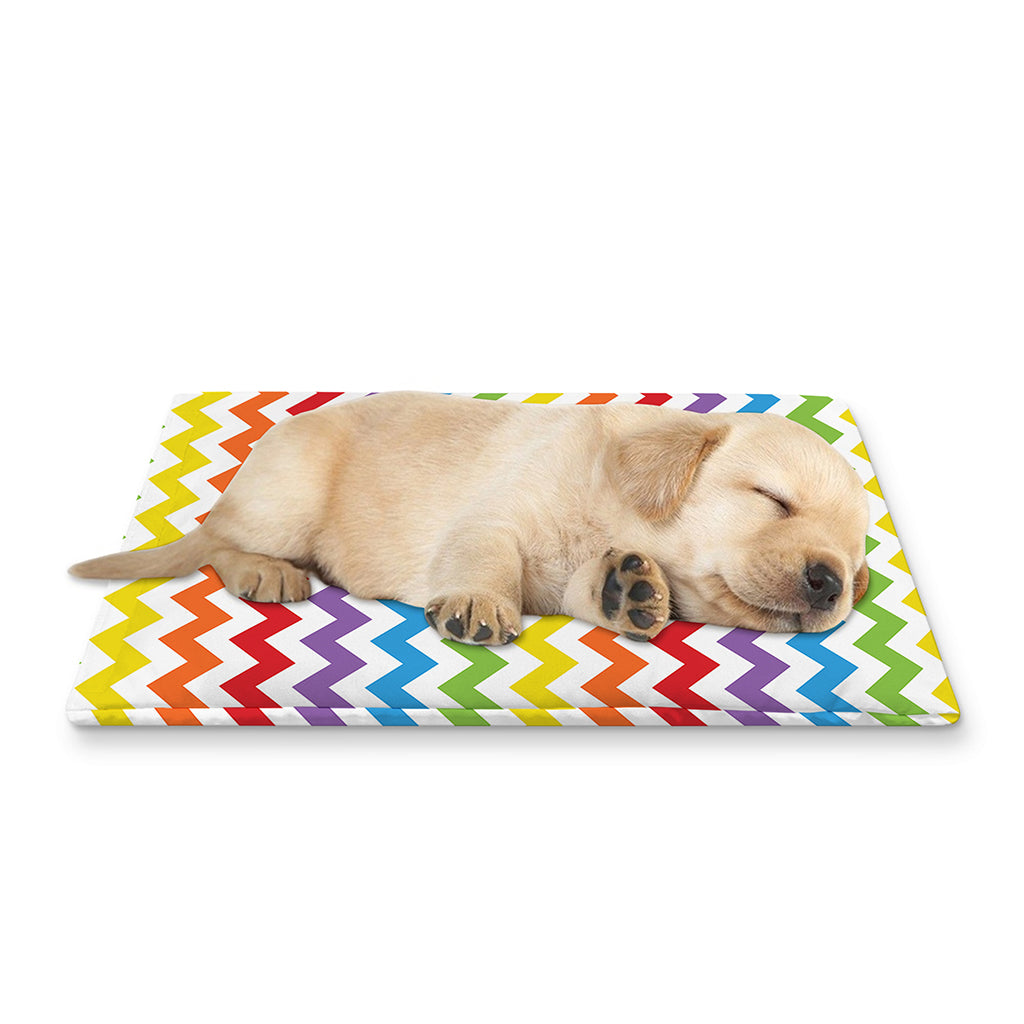 Rainbow Chevron Pattern Print Pet Cooling Mat Cover