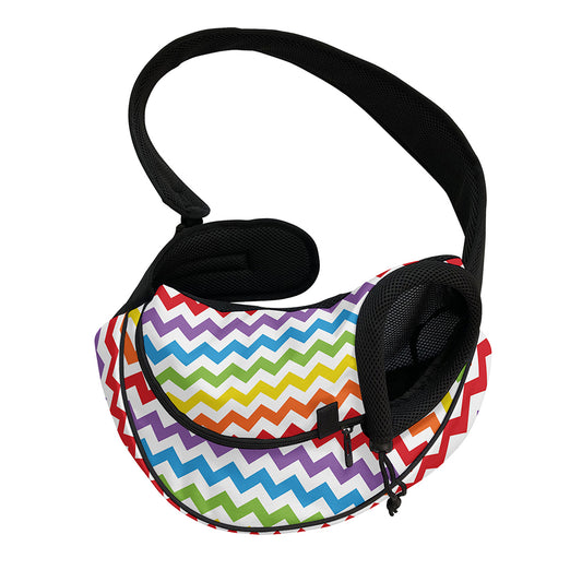 Rainbow Chevron Pattern Print Pet Sling Carrier