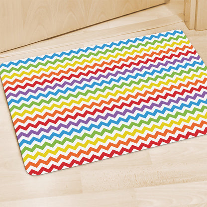 Rainbow Chevron Pattern Print Polyester Doormat