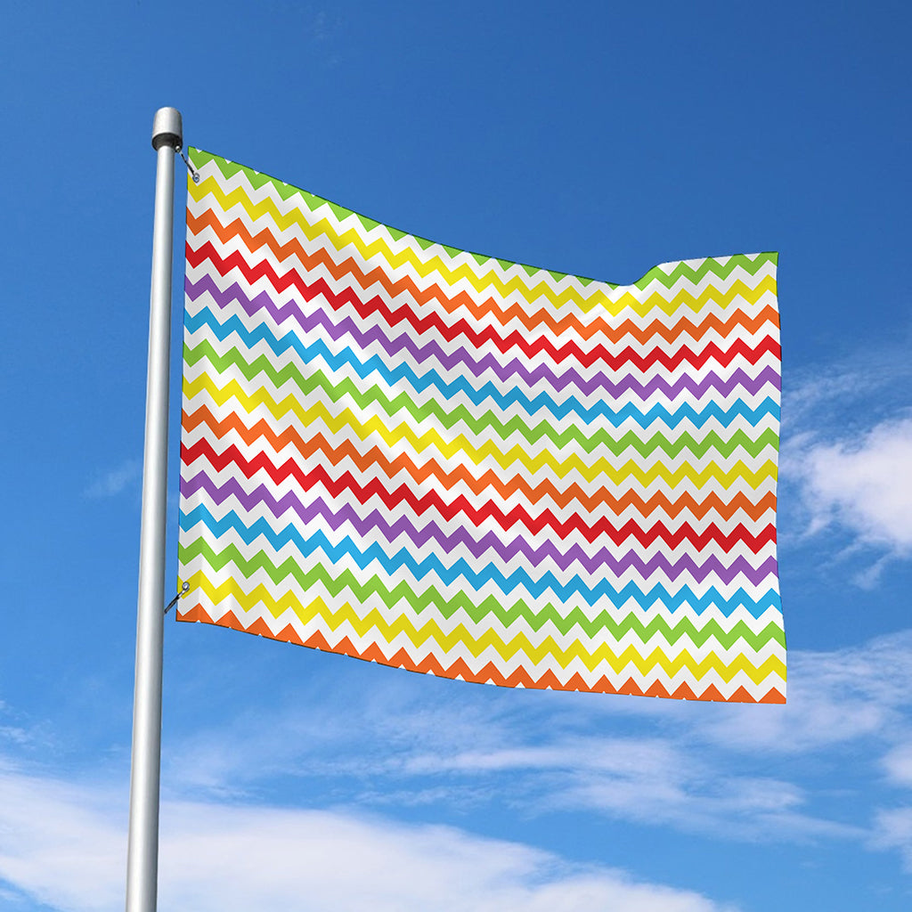 Rainbow Chevron Pattern Print Polyester Flag