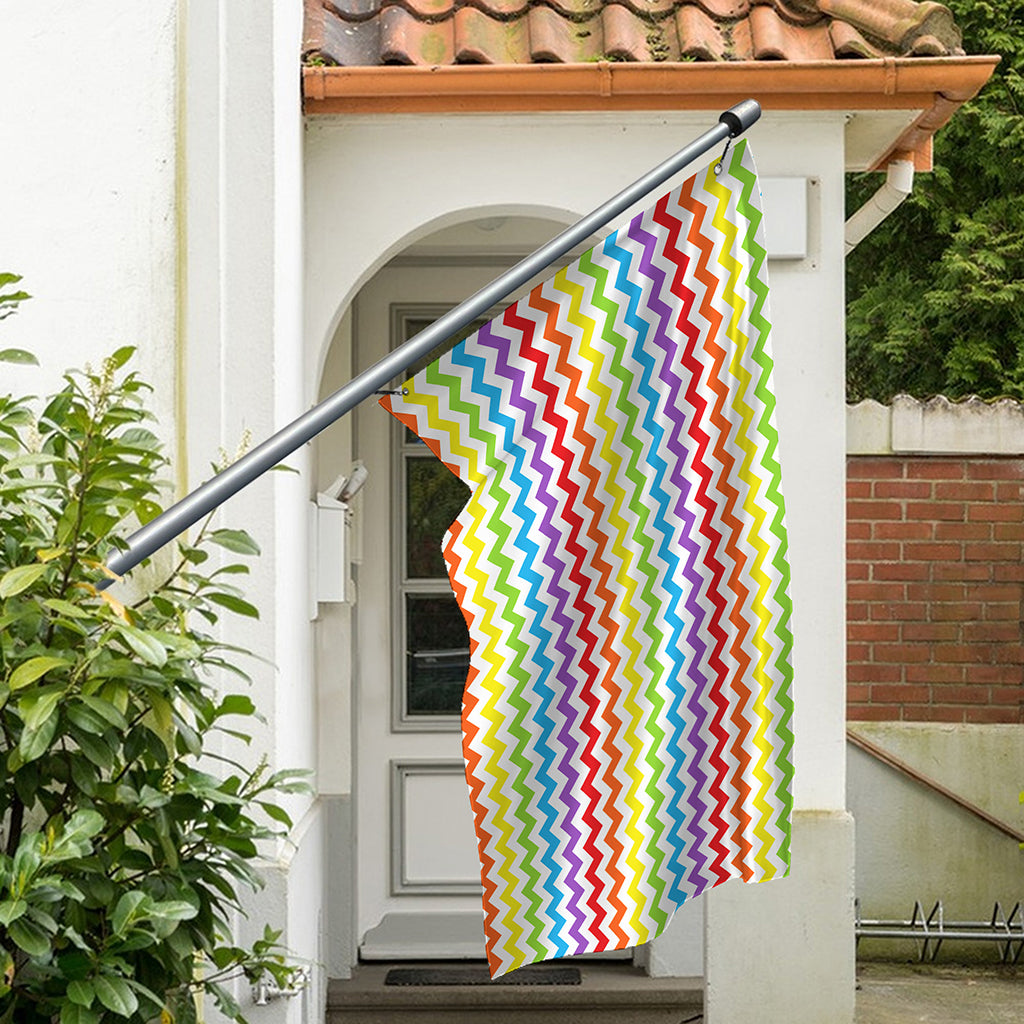 Rainbow Chevron Pattern Print Polyester Flag