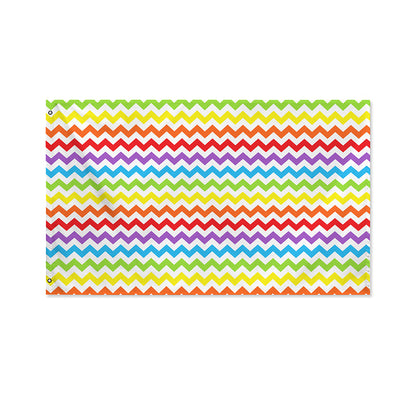 Rainbow Chevron Pattern Print Polyester Flag