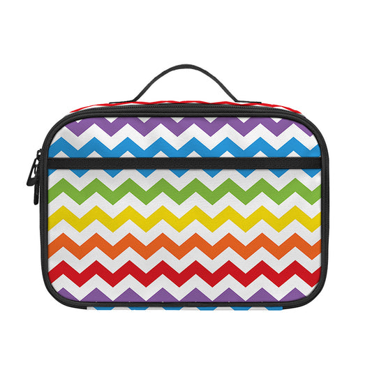 Rainbow Chevron Pattern Print Portable Lunch Bag