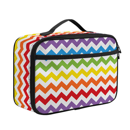Rainbow Chevron Pattern Print Portable Lunch Bag