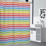 Rainbow Chevron Pattern Print Premium Shower Curtain