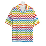 Rainbow Chevron Pattern Print Rayon Hawaiian Shirt