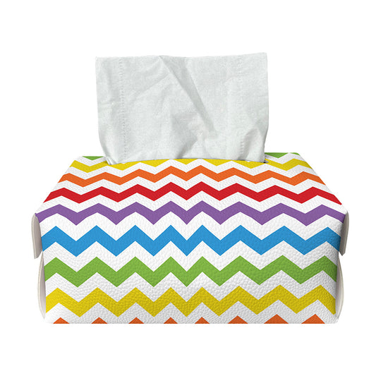 Rainbow Chevron Pattern Print Rectangle Tissue Box Cover