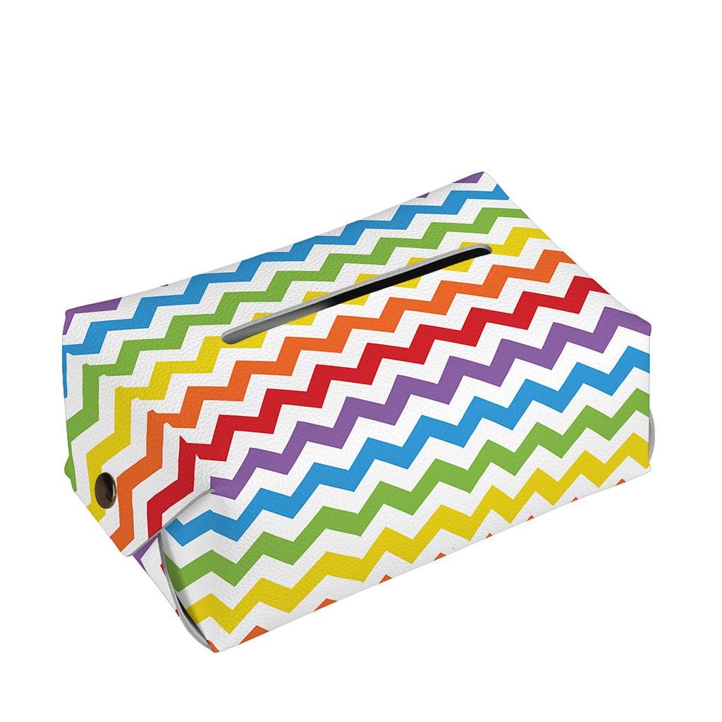 Rainbow Chevron Pattern Print Rectangle Tissue Box Cover