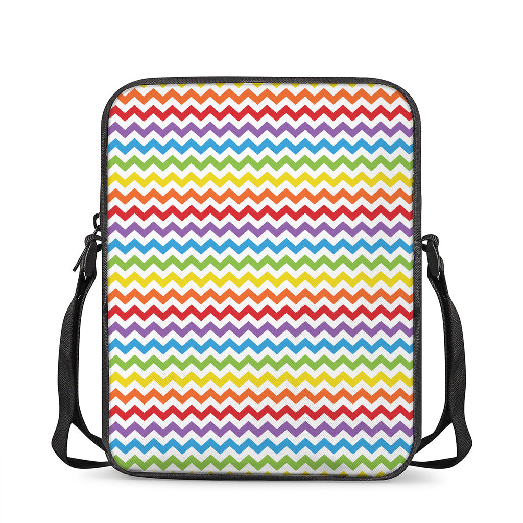 Rainbow Chevron Pattern Print Rectangular Crossbody Bag