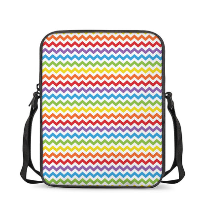 Rainbow Chevron Pattern Print Rectangular Crossbody Bag