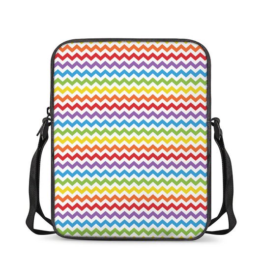 Rainbow Chevron Pattern Print Rectangular Crossbody Bag