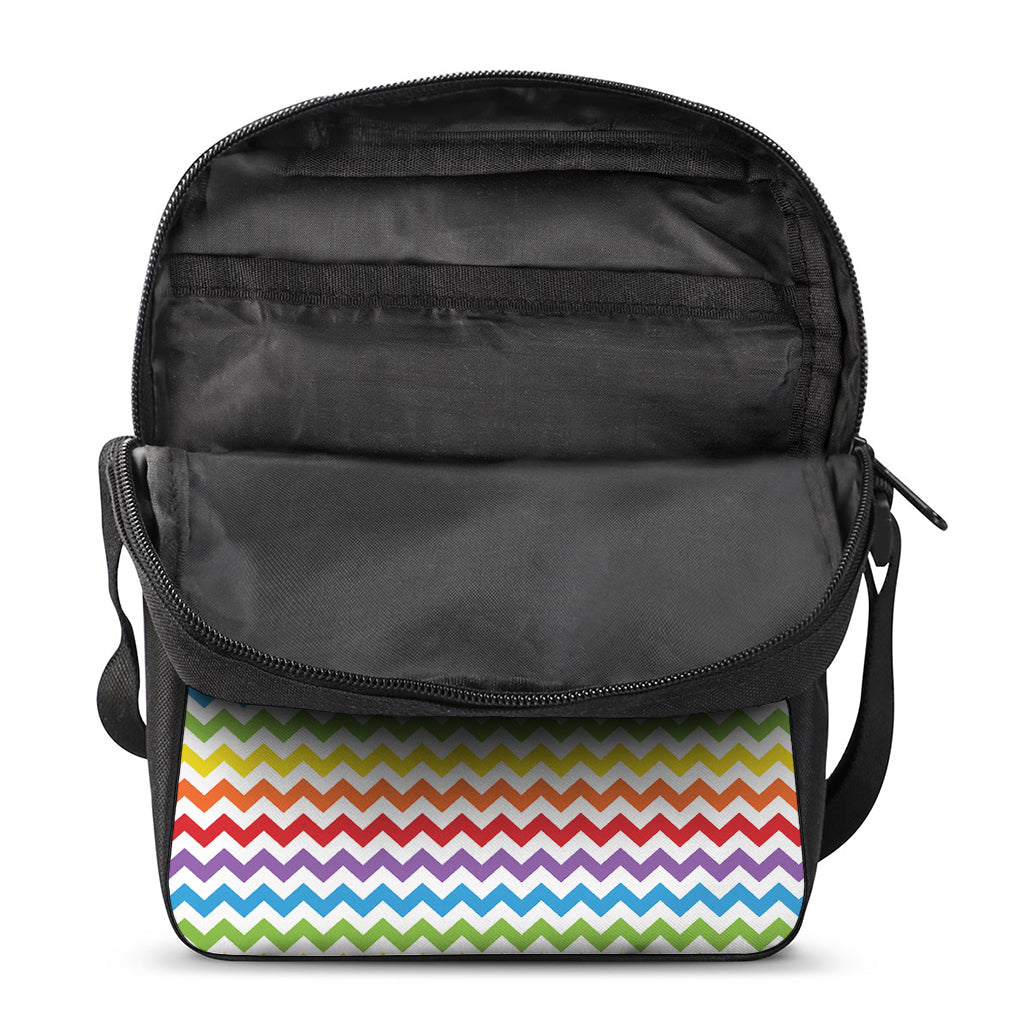 Rainbow Chevron Pattern Print Rectangular Crossbody Bag