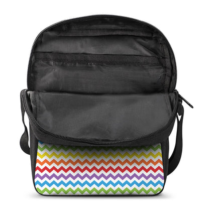 Rainbow Chevron Pattern Print Rectangular Crossbody Bag