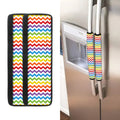 Rainbow Chevron Pattern Print Refrigerator Handle Covers