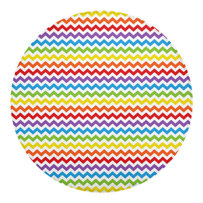 Rainbow Chevron Pattern Print Round Blanket