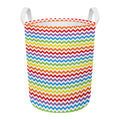 Rainbow Chevron Pattern Print Round Laundry Basket