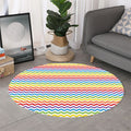 Rainbow Chevron Pattern Print Round Rug