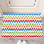 Rainbow Chevron Pattern Print Rubber Doormat
