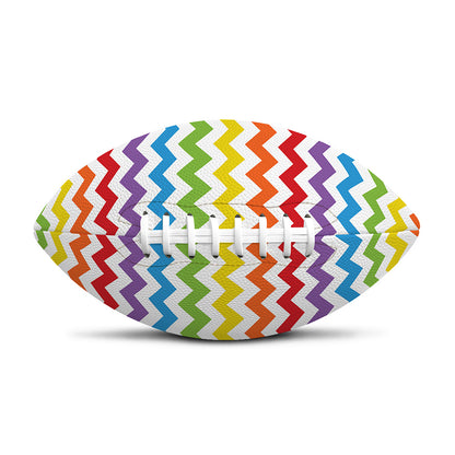 Rainbow Chevron Pattern Print Rugby Ball