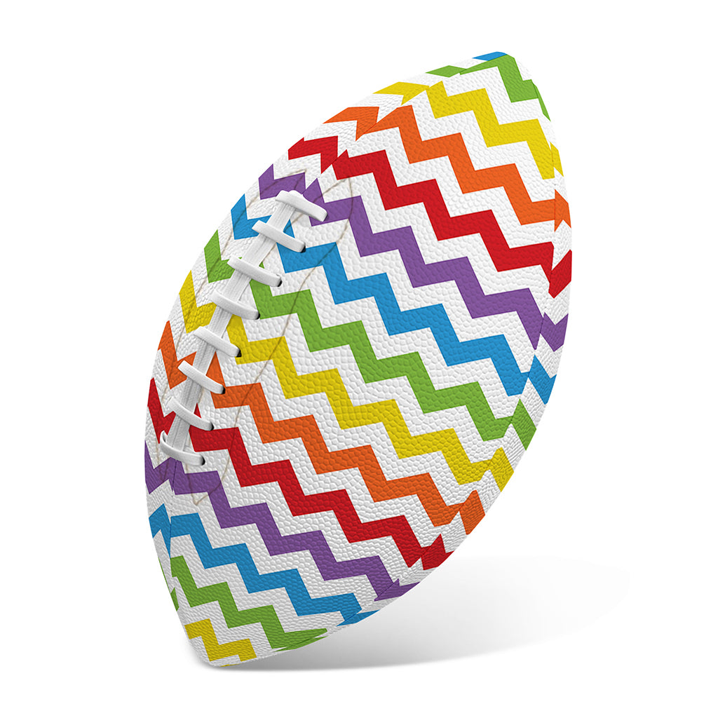 Rainbow Chevron Pattern Print Rugby Ball