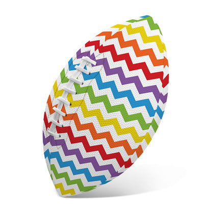 Rainbow Chevron Pattern Print Rugby Ball