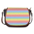 Rainbow Chevron Pattern Print Saddle Bag