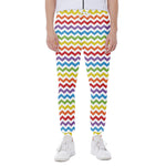 Rainbow Chevron Pattern Print Scuba Joggers