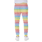 Rainbow Chevron Pattern Print Scuba Joggers