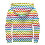 Rainbow Chevron Pattern Print Sherpa Lined Zip Up Hoodie