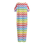 Rainbow Chevron Pattern Print Short Sleeve Long Nightdress