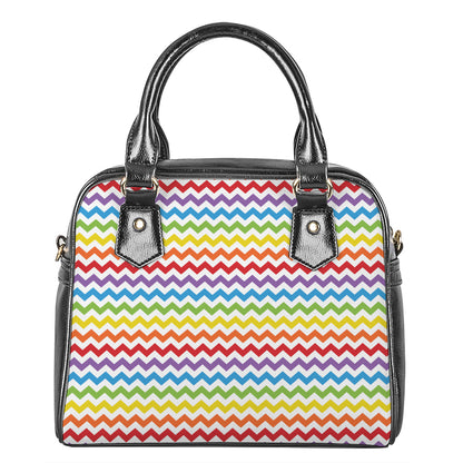 Rainbow Chevron Pattern Print Shoulder Handbag