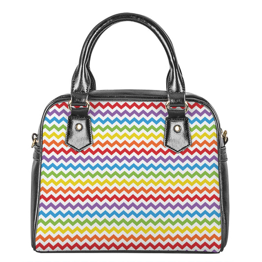 Rainbow Chevron Pattern Print Shoulder Handbag
