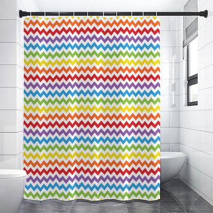 Rainbow Chevron Pattern Print Shower Curtain