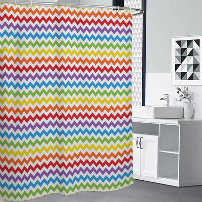 Rainbow Chevron Pattern Print Shower Curtain