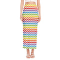 Rainbow Chevron Pattern Print Side Slit Maxi Skirt